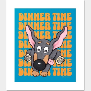 Funny Cute Dachshund Doxie Dog Running for Dinner Posters and Art